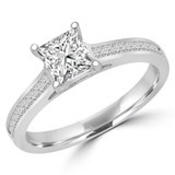 1 2/5 CTW Princess Diamond Solitaire with Accents Engagement Ring in 14K White Gold (MD200435)