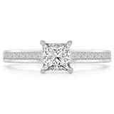 1 2/5 CTW Princess Diamond Solitaire with Accents Engagement Ring in 14K White Gold (MD200435)