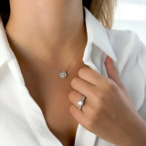 1 1/4 CTW Round Diamond Solitaire with Accents Engagement Ring in 14K White Gold (MD200439)