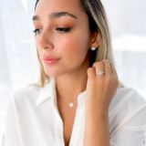 1 1/4 CTW Round Diamond Solitaire with Accents Engagement Ring in 14K White Gold (MD200439)