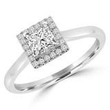 1/2 CTW Princess Diamond Halo Engagement Ring in 14K White Gold (MD200445)