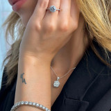 1 1/4 CTW Round Diamond Tapered Halo Engagement Ring in 14K White Gold with Accents (MD200457)