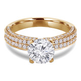1 3/5 CTW Round Diamond Two-Row Solitaire with Accents Engagement Ring in 18K Yellow Gold (MD200471)