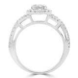 1 CTW Round Diamond Twisted Split-Shank Halo Engagement Ring in 14K White Gold with Accents (MD200485)