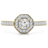 5/8 CTW Round Diamond Octagon Halo Engagement Ring in 14K Yellow Gold with Accents (MD200486)