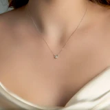 1/4 CT Round Diamond Bezel Necklace in 14K White Gold (MD200496)