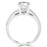 1 1/3 CTW Radiant Diamond Two-Row Solitaire with Accents Engagement Ring in 14K White Gold (MD200509)