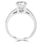 1 1/3 CTW Radiant Diamond Two-Row Solitaire with Accents Engagement Ring in 14K White Gold (MD200509)