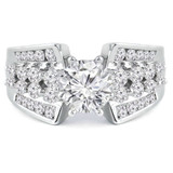 1 4/5 CTW Round Diamond Four-Row Solitaire with Accents Engagement Ring in 14K White Gold (MD200510)