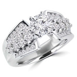 1 4/5 CTW Round Diamond Four-Row Solitaire with Accents Engagement Ring in 14K White Gold (MD200510)