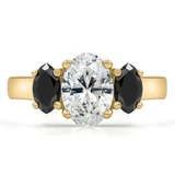 1 3/5 CTW Oval Diamond Three-Stone Engagement Ring in 14K Yellow Gold (MD200526)