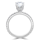 1 5/8 CTW Cushion Diamond Hidden Halo Solitaire with Accents Engagement Ring in 14K White Gold (MD200527)
