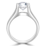 1 7/8 CTW Round Diamond Solitaire with Accents Engagement Ring in 14K White Gold (MD200529)