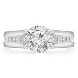 1 7/8 CTW Round Diamond Solitaire with Accents Engagement Ring in 14K White Gold (MD200529)