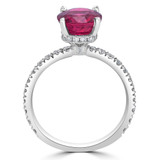 2 9/10 CTW Oval Pink Tourmaline & Round Diamond Hidden Halo Cocktail Engagement Ring in 14K White Gold (MD200531)