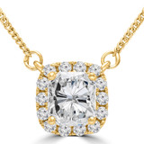 1 1/6 CTW Radiant Diamond Cushion Halo Necklace in 14K Yellow Gold (MD200540)