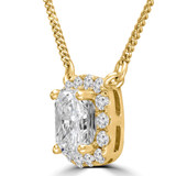 1 1/6 CTW Radiant Diamond Cushion Halo Necklace in 14K Yellow Gold (MD200540)