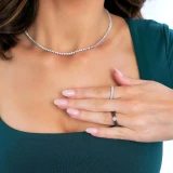 1 1/6 CTW Round Diamond Bar Cocktail Solitaire with Accents Engagement Ring in 14K White Gold (MD200581)