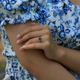 2 3/5 CTW Round Black Diamond Double-Prong Halo Engagement Ring in 14K White Gold (MD200589)