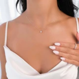 1/8 CT Round Diamond 6-Prong Solitaire Pendant Necklace in 14K White Gold (MD200606)