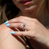 4/5 CTW Round Diamond Vintage Cushion Halo Engagement Ring in 14K White Gold (MD200623)