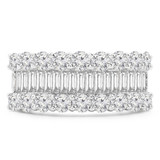 2 1/10 CTW Baguette Diamond Three-row Cocktail Ring in 18K White Gold (MD210001)