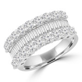 2 1/10 CTW Baguette Diamond Three-row Cocktail Ring in 18K White Gold (MD210001)