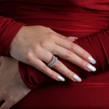 2 1/10 CTW Baguette Diamond Three-row Cocktail Ring in 18K White Gold (MD210001)