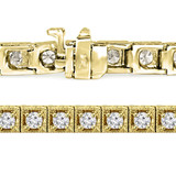 3 4/5 CTW Round Diamond Milgrained Tennis Bracelet in 14K Yellow Gold (MD210022)
