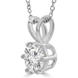 1/6 CT Round Diamond Solitaire Pendant Necklace in 14K White Gold (MD210032)