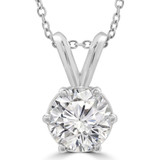 1/6 CT Round Diamond Solitaire Pendant Necklace in 14K White Gold (MD210032)