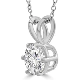 1/6 CT Round Diamond Solitaire Pendant Necklace in 14K White Gold (MD210032)