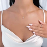 1/3 CTW Round Diamond Solitaire with Accents Pendant Necklace in 14K White Gold (MD210038)
