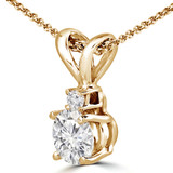 1/3 CTW Round Diamond Solitaire with Accents Pendant Necklace in 14K Yellow Gold (MD210041)