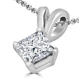 1/8 CT Princess Diamond Solitaire Pendant Necklace in 14K White Gold (MD210042)
