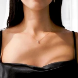 1/3 CT Round Diamond Solitaire Pendant Necklace in 14K Yellow Gold (MD210044)