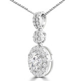 1 3/5 CTW Round Diamond Halo Pendant Necklace in 18K White Gold (MD210053)