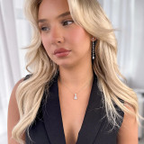 1 1/10 CTW Round Diamond V-Bale Halo Pendant Necklace in 18K White Gold (MD210056)