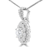 2 2/5 CTW Round Diamond Double Halo Pendant Necklace in 18K White Gold (MD210058)