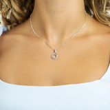 2/3 CTW Round Diamond Double Halo Pendant Necklace in 18K White Gold (MD210062)