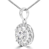 1 9/10 CTW Round Diamond Halo Pendant Necklace in 18K White Gold (MD210064)