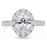 2 1/3 CTW Oval Diamond Oval Halo Engagement Ring in 14K White Gold with Accents (MD210092)