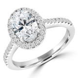 1 1/4 CTW Oval Diamond Oval Halo Engagement Ring in 14K White Gold with Accents (MD210093)
