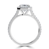 1 1/2 CTW Emerald Diamond Radiant Halo Engagement Ring in 14K White Gold (MD210098)