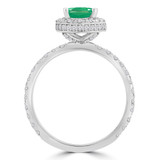 1 9/10 CTW Oval Green Emerald & Round Diamond 4-Prong Oval Halo Cocktail Engagement Ring in 14K White Gold (MD210113)