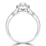 1 2/5 CTW Pear Diamond 3-Prong Twisted Shank Pear Halo Engagement Ring in 14K White Gold (MD210119)