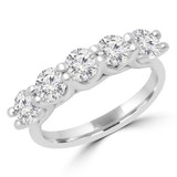 2 1/20 CTW Round Diamond Five-Stone Anniversary Wedding Band Ring in 14K White Gold (MD210122)