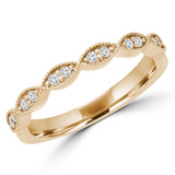 1/8 CTW Round Diamond Vintage Semi-Eternity Wedding Band Ring in 14K Yellow Gold (MD210132)
