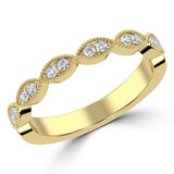 1/8 CTW Round Diamond Vintage Semi-Eternity Wedding Band Ring in 14K Yellow Gold (MD210132)