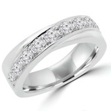 3/5 CTW Round Diamond Semi-Eternity Wedding Band Ring in 14K White Gold (MD210137)